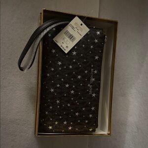 Michael Kors Black and Silver Star Wristlet